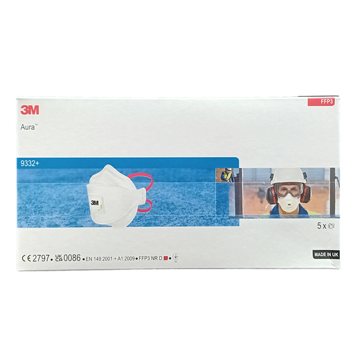 3M Aura Particulate Respirator, FFP3, Valved (Box of 5)