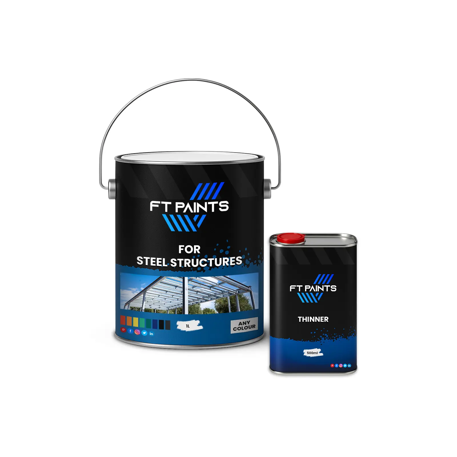 FT Paints 1.5L Kit 1K Metal Gloss Paint For Steel Structures (Gloss, Aerosol 400ml)