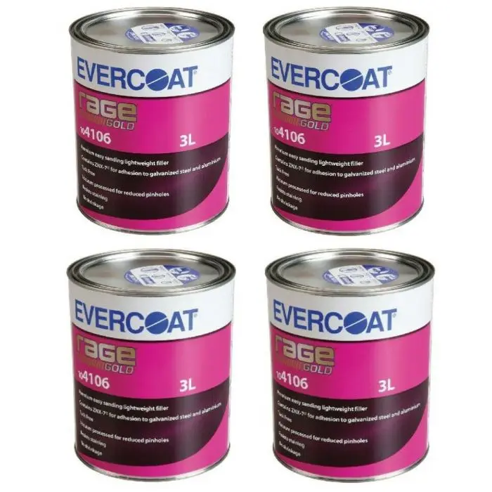 4 X EVERCOAT RAGE GOLD FILLER 3LT *BULK BUY*