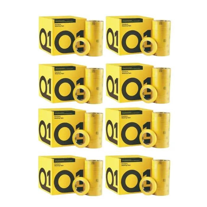 8 x BOXES Q1 PREMIUM MASKING TAPE 18MM (384 ROLLS TOTAL)