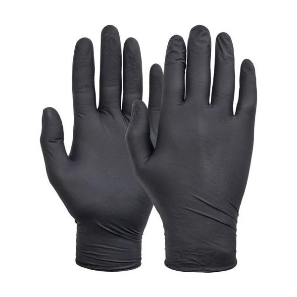 [50000252] Nitrile Gloves Black P/F Medium 100PK
