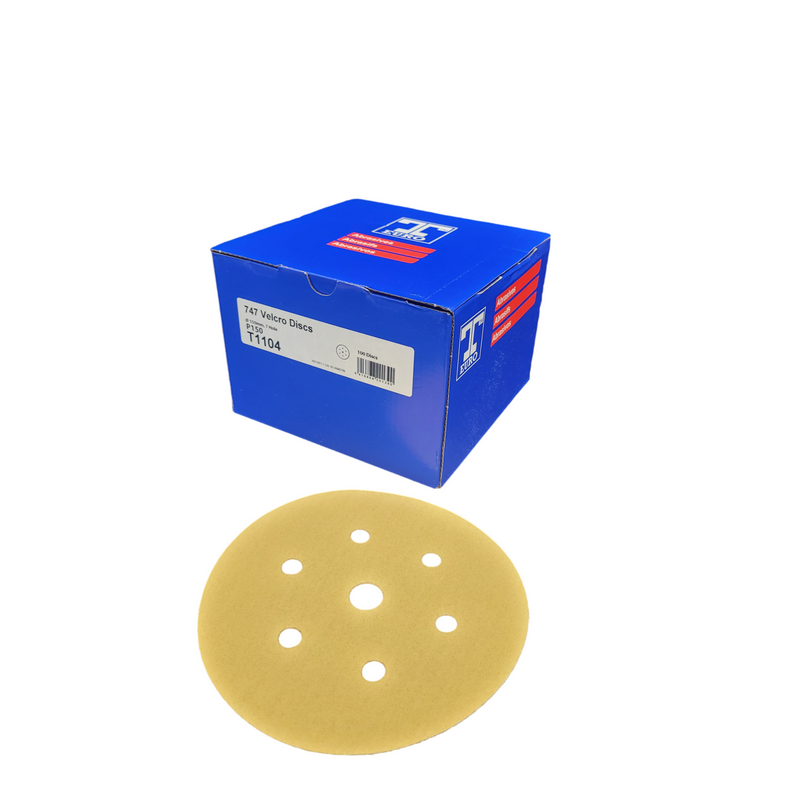 T-Euro P150 150mm 747 Velcro Discs 7 Hole (Pkt 100)