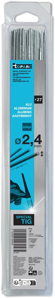GYS 27 TIG ALUMINIUM RODS (AlMg5) Ø2,4 - 330mm - Blister