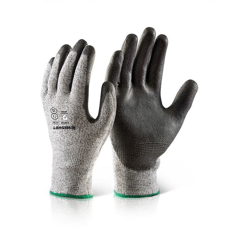 Kutstop Glass Fibre PU Coated Cut 5 Resistant Gloves Large Size 