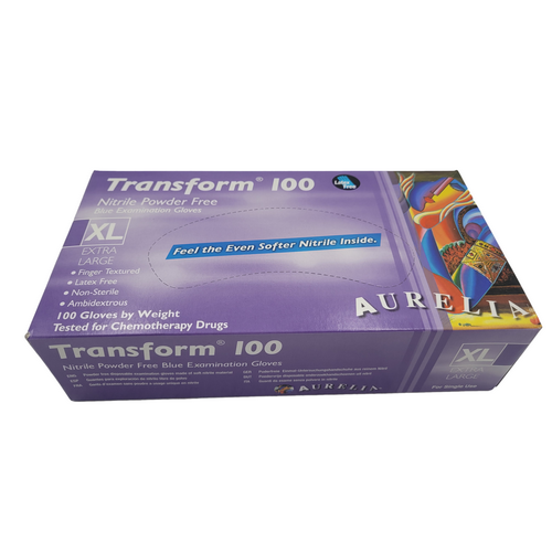 Aurelia Transform blue 100 Nitrile Gloves Powder Free Extra Larg