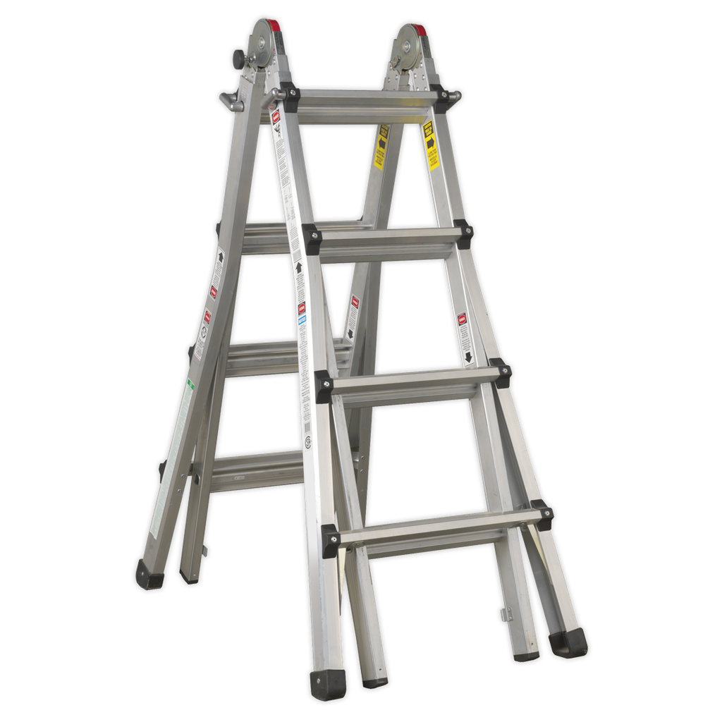 Sealey Aluminium Telescopic Adjustable-Height Ladder 4-Way - BS 