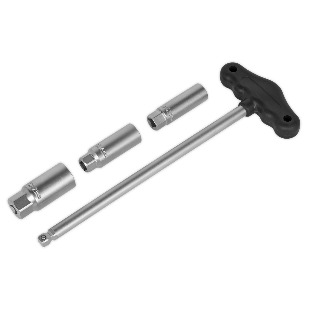 Sealey T-Bar & Rubber Insert Spark Plug Socket Set 3/8"Sq Drive 
