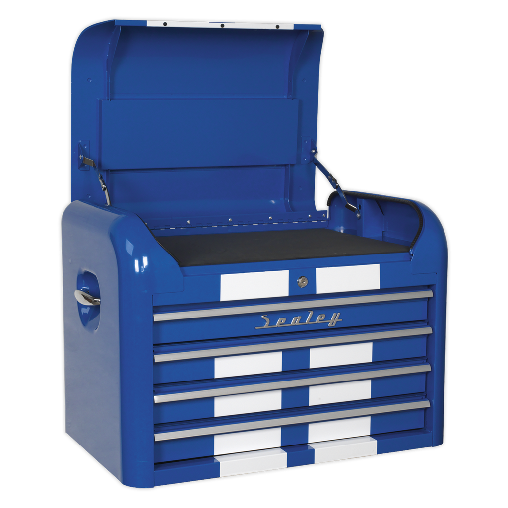 Sealey Premier™ Retro Style Topchest 4 Drawer - Blue with White 