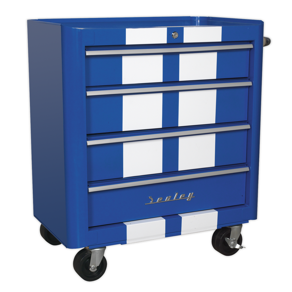 Sealey Premier™ Retro Style Rollcab 4 Drawer - Blue with White S