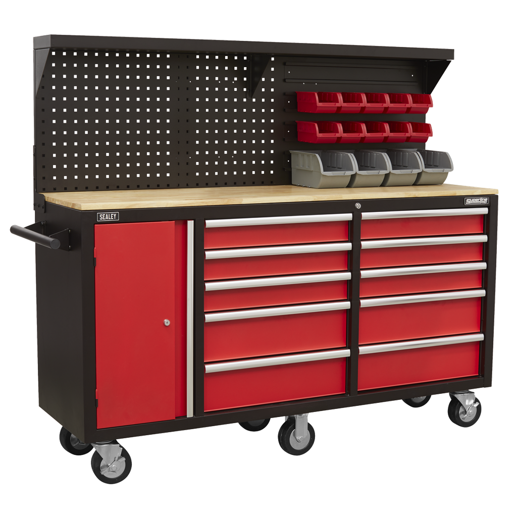 Sealey Superline PRO® Mobile Workstation with Backboard 10 Drawe