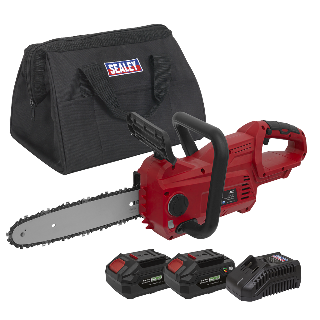 Sealey SV20 Series 25cm Cordless Chainsaw Kit 20V 4Ah - 2 Batter