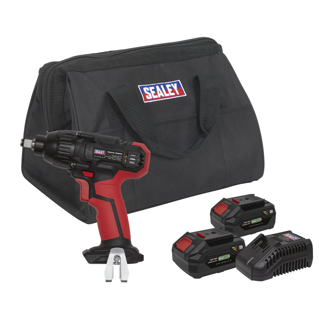 Sealey SV20 Series 1/2"Sq Drive Impact Wrench Kit 20V 4Ah - 2 Ba