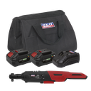 Sealey SV20 Series 3/8"Sq Drive Cordless Ratchet Wrench Kit 60Nm