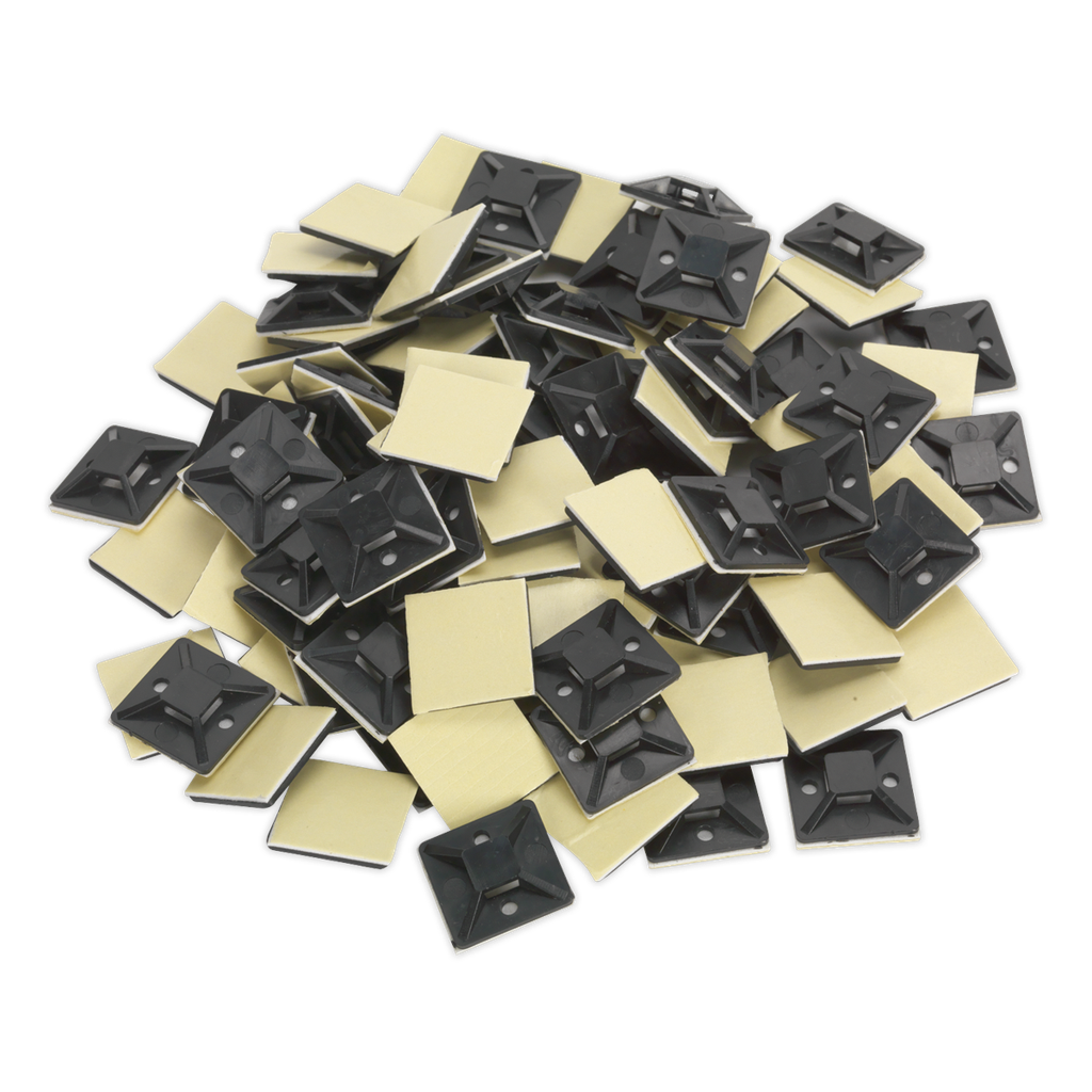 Sealey Self-Adhesive Cable Tie Mount 30 x 30mm, Black - Pack of 