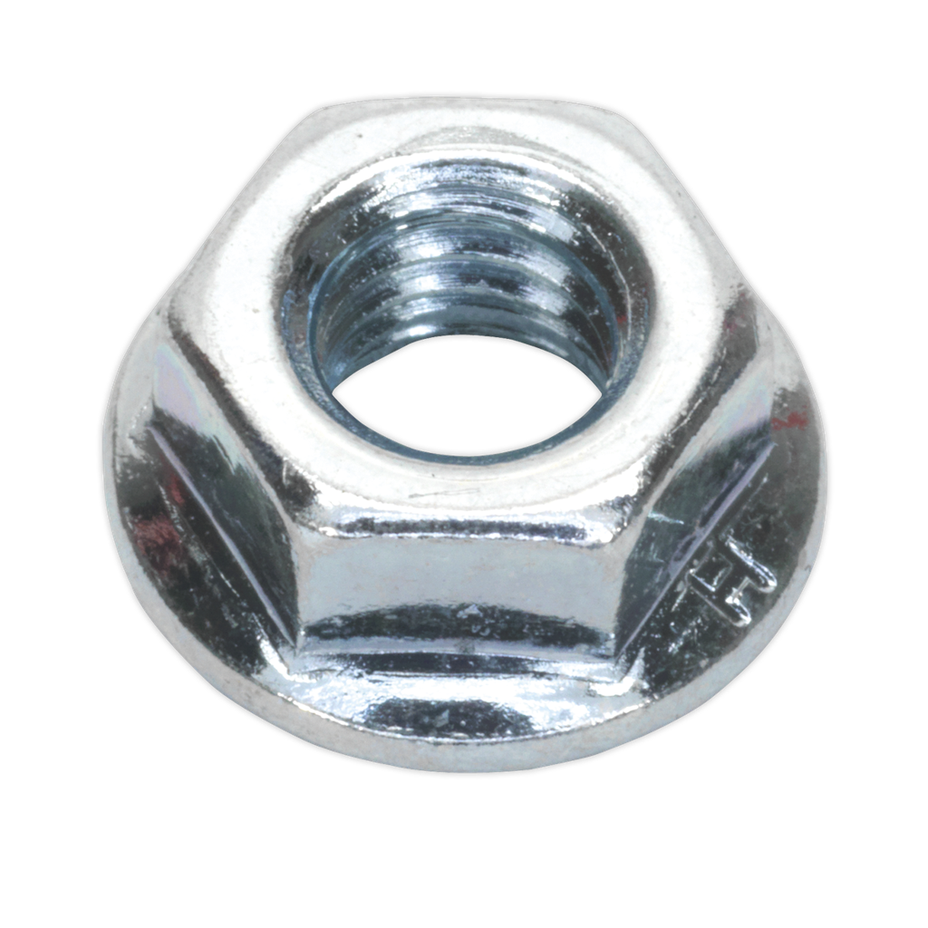 Sealey Zinc Plated Serrated Flange Nut M6 - Pack of 100
