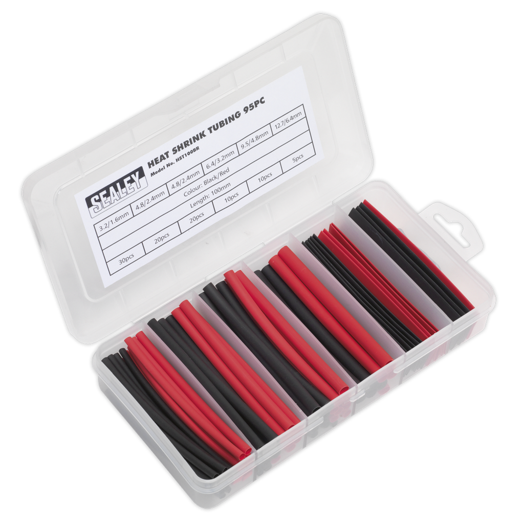 Sealey Heat Shrink Tubing Assortment 100mm 95pc - Black & Red