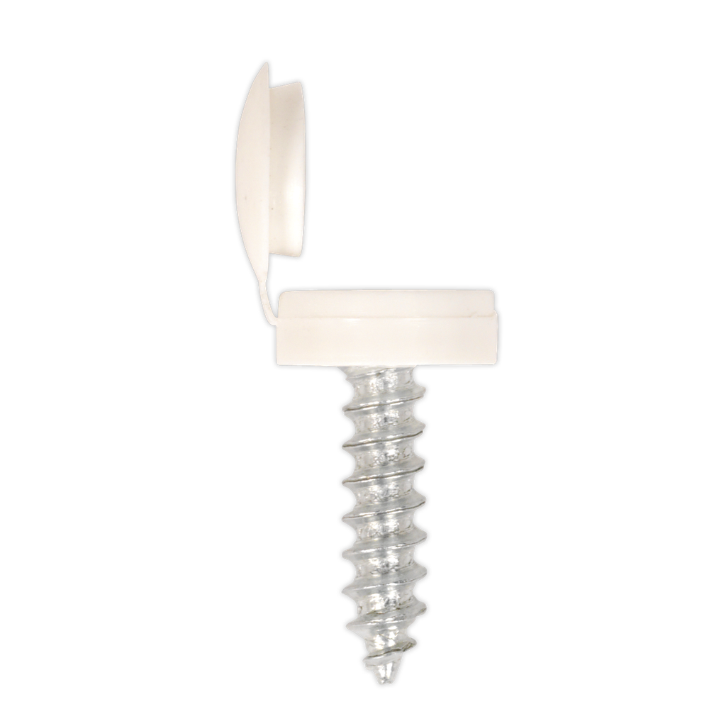 Sealey Numberplate Screw with Flip Cap 4.2 x 19mm, White - Pack 
