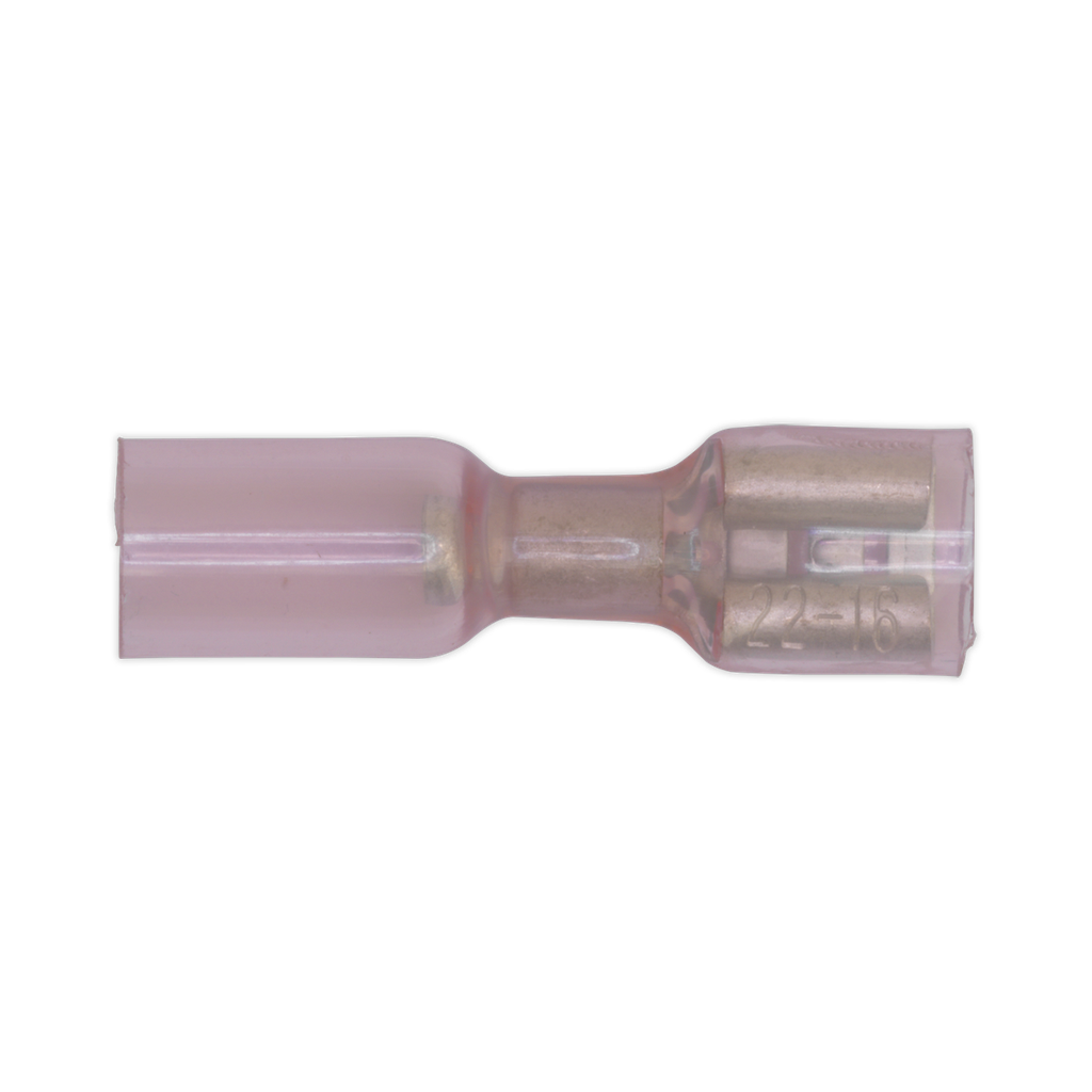 Sealey Heat Shrink Push-On Female Terminal 6.4mm, Red - Pack of 
