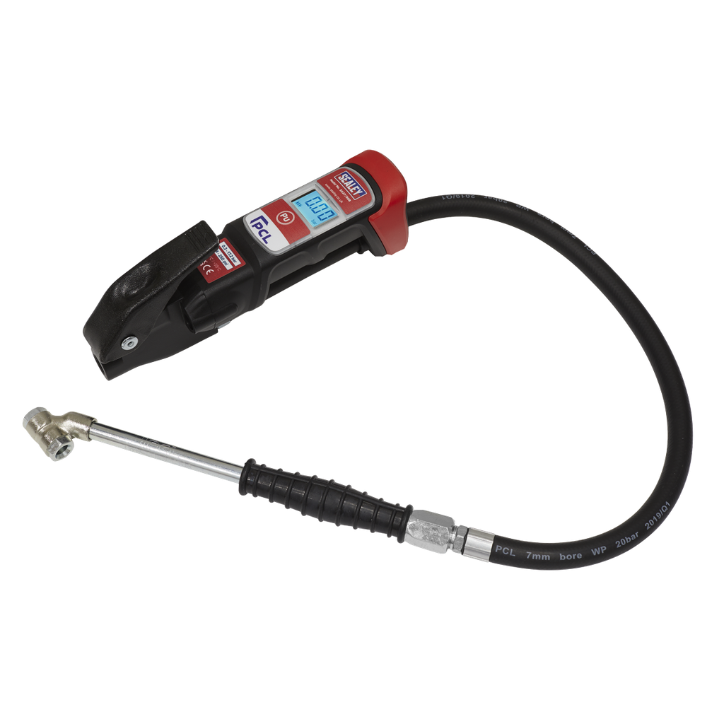 Sealey PCL Anodised Digital Tyre Inflator with Twin Push-On Conn