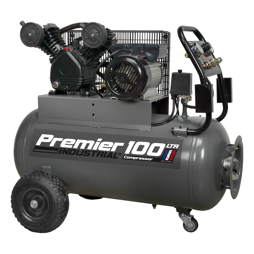 Sealey Premier 100L Belt Drive Air Compressor with Front Control