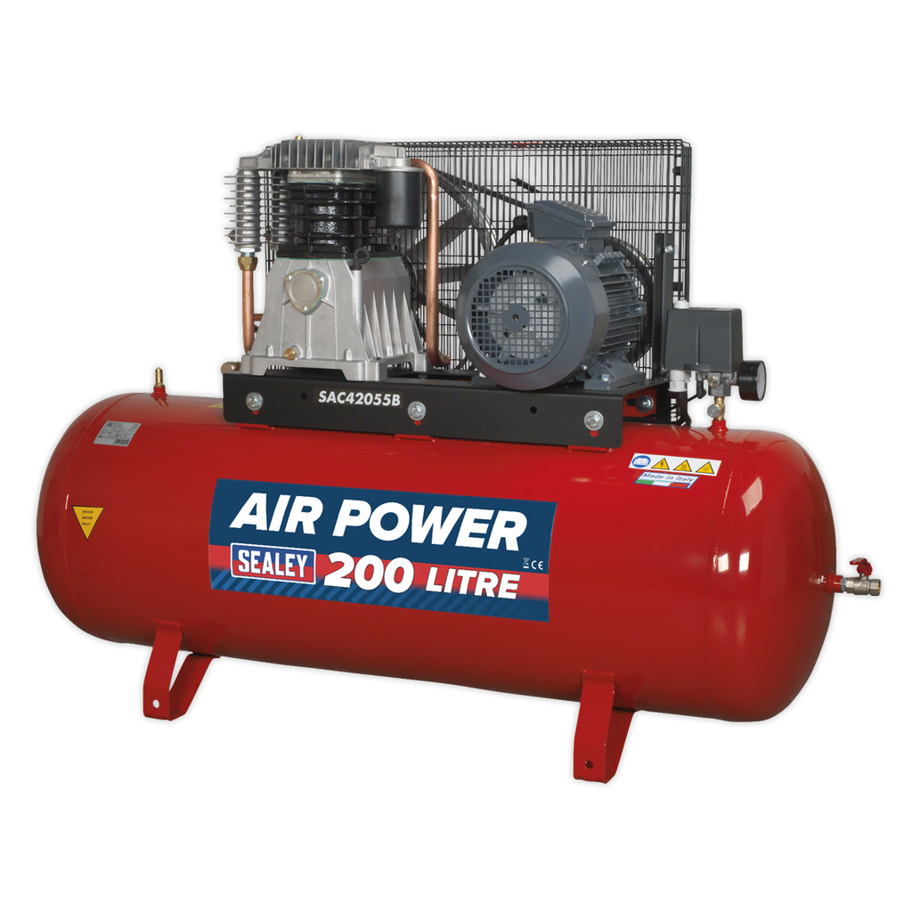 Sealey 200L Belt Drive Air Compressor with Cast Cylinders 5.5hp 
