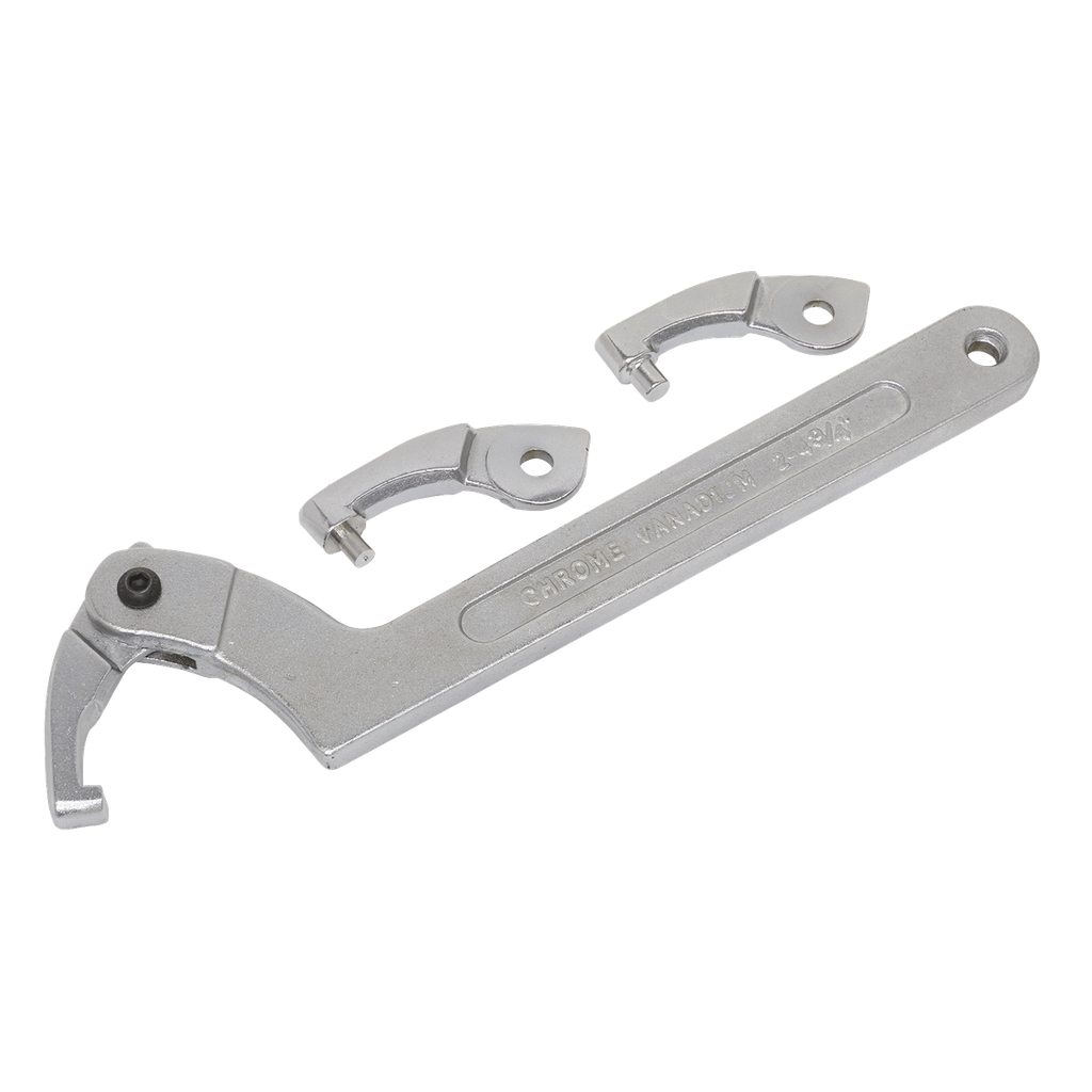 Sealey Adjustable C-Spanner Hook & Pin Wrench Set 51-121mm 4pc