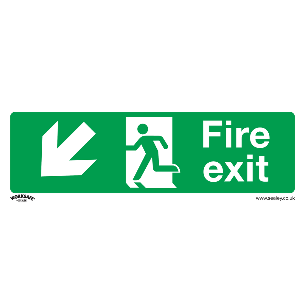 Sealey Worksafe® Fire Exit (Down Left) Safety Sign, Self-Adhesiv