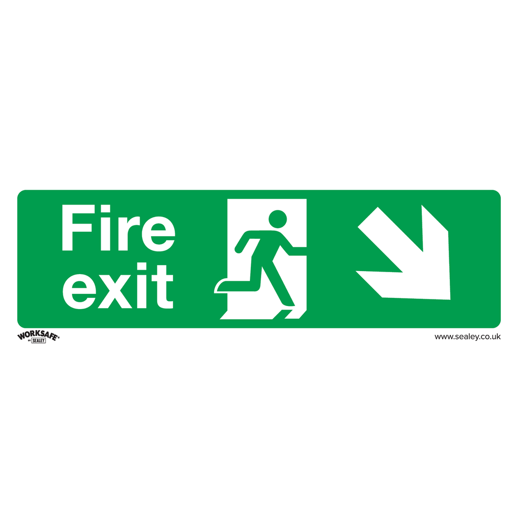 Sealey Worksafe® Fire Exit (Down Right) Safety Sign - Self-Adhes