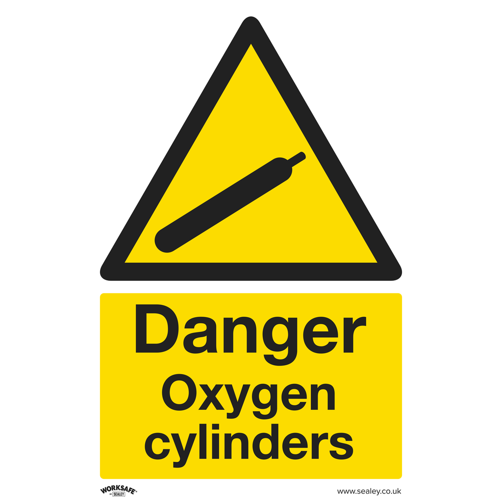 Sealey Worksafe® Danger Oxygen Cylinders Safety Sign - Rigid Pla