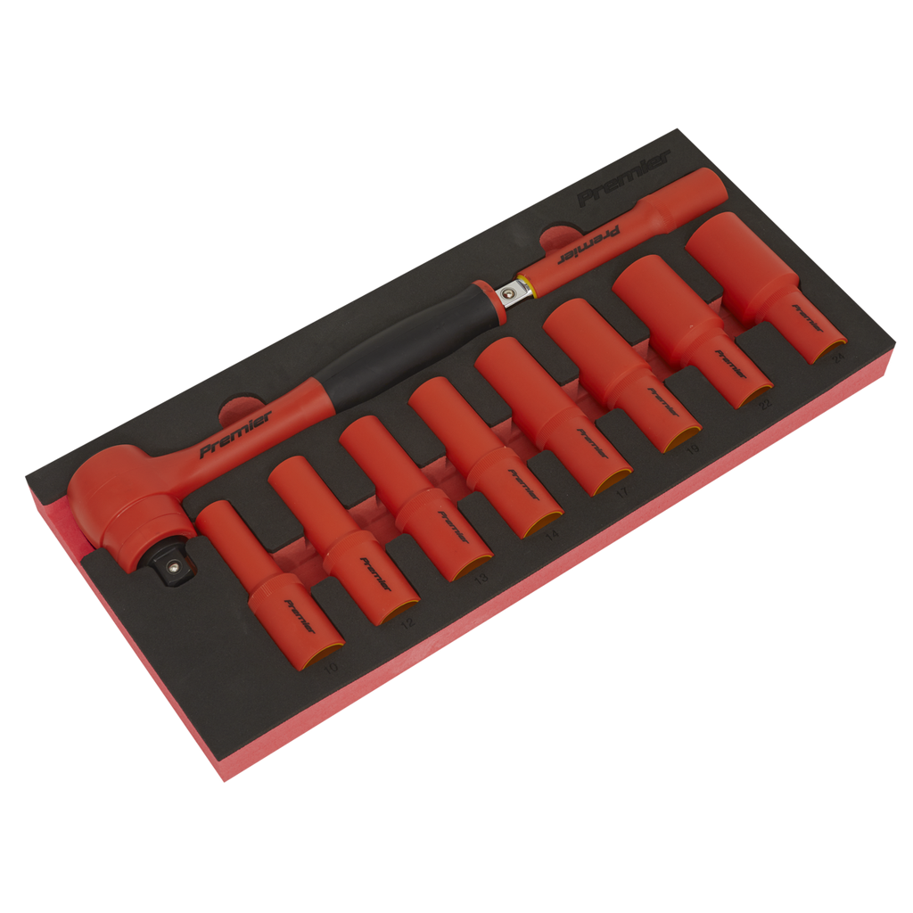 Sealey Premier Insulated Socket Set with Tool Tray 1/2"Sq Drive 