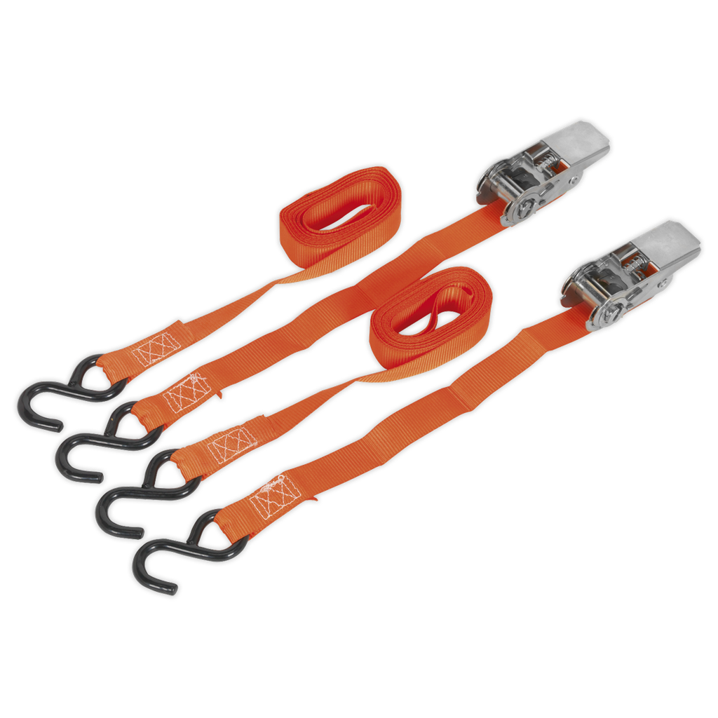 Sealey Ratchet Straps Polyester Webbing with S-Hooks 25mm x 4m 5