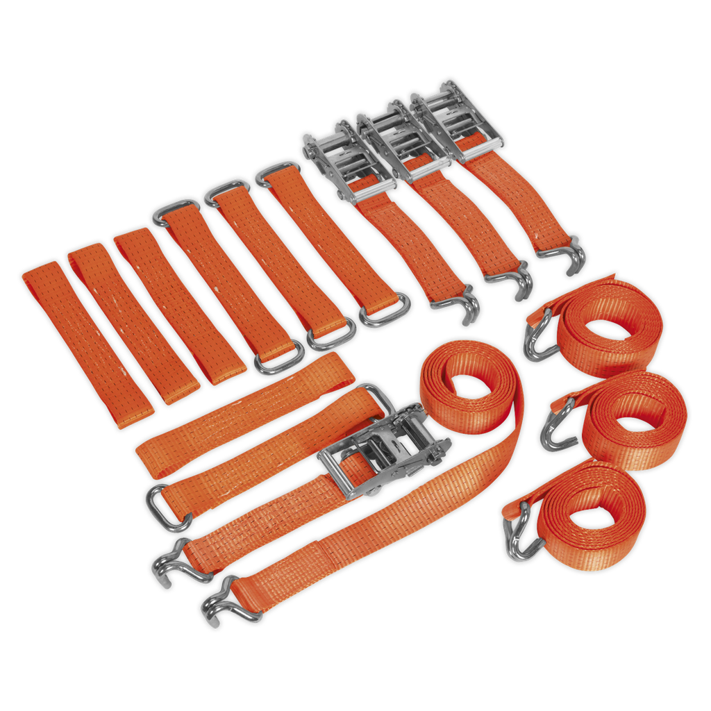 Sealey Alloy/Steel Wheel Car Transporter Ratchet Strap Kit 4pc 5