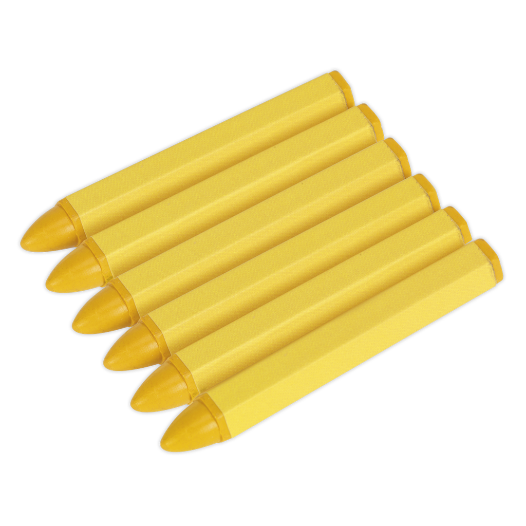Sealey Tyre Marking Crayon, Yellow - Pack of 6