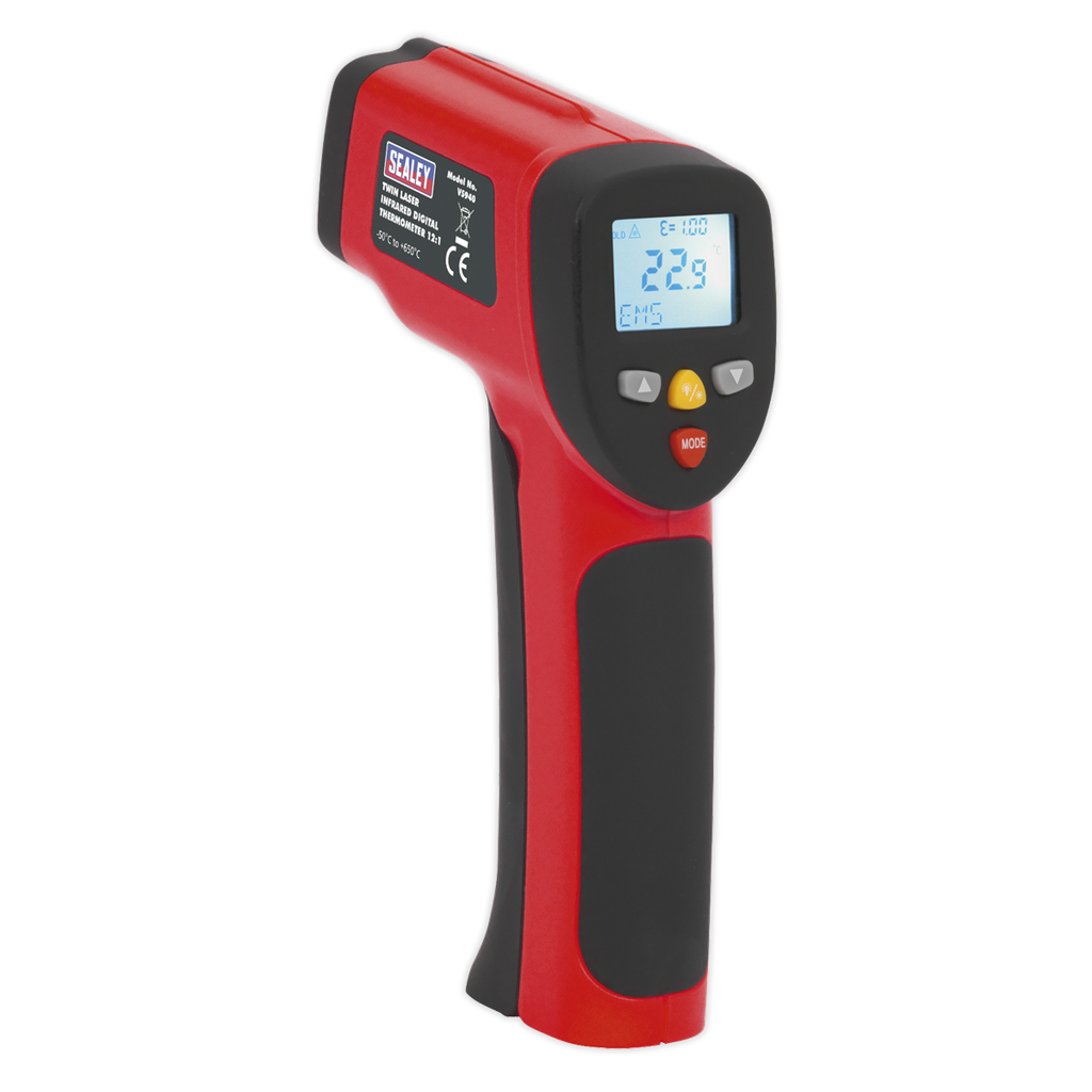 Sealey Infrared Twin-Spot Laser Digital Thermometer 12:1