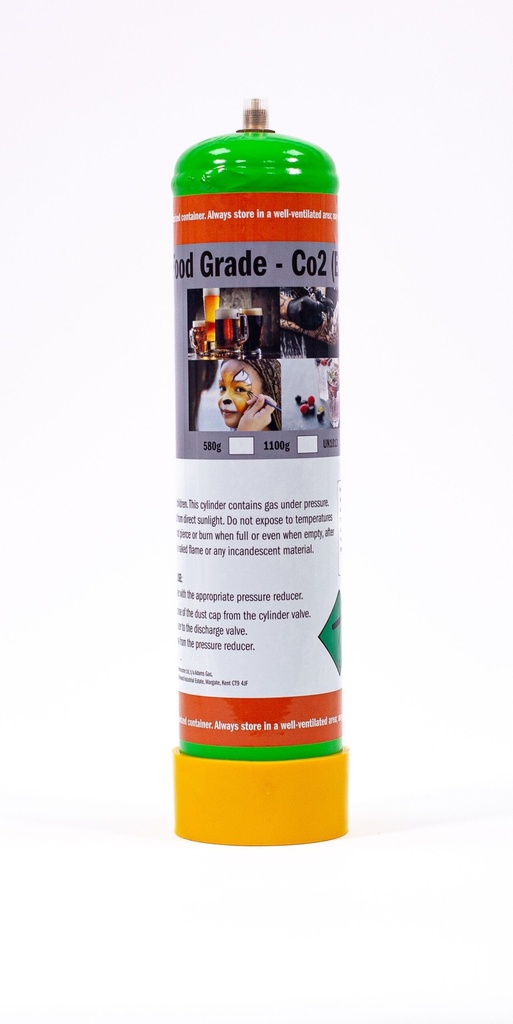 Adams Gas CO2 gas bottle 580g for Air Brush Tattoos, Food Grade 