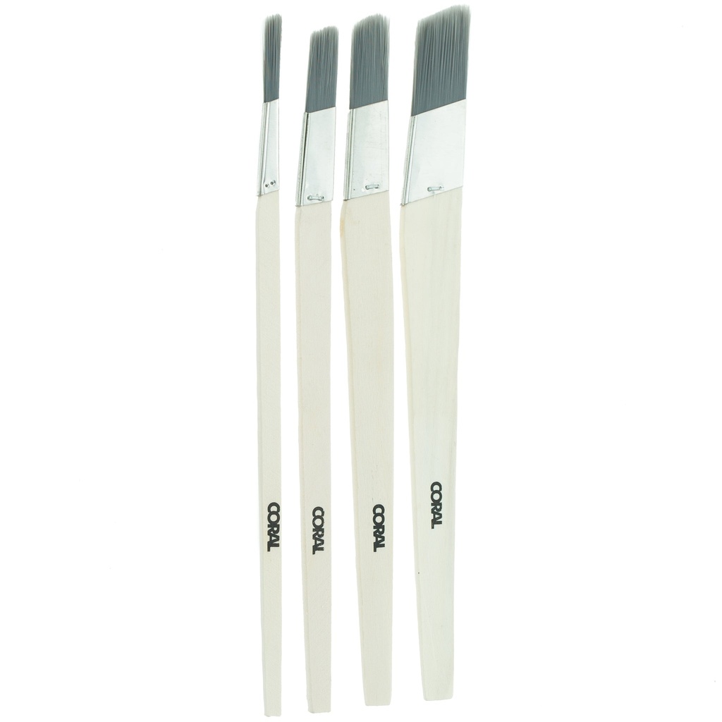 Coral Precision Angled Lining Fitch Paint Brushes with Platinum 