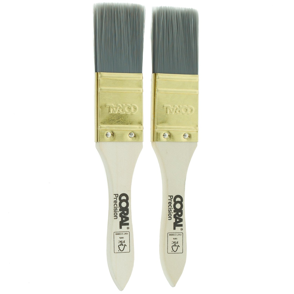 Coral Precision Touch-Up and Detail Paint Brushes with Platinum 