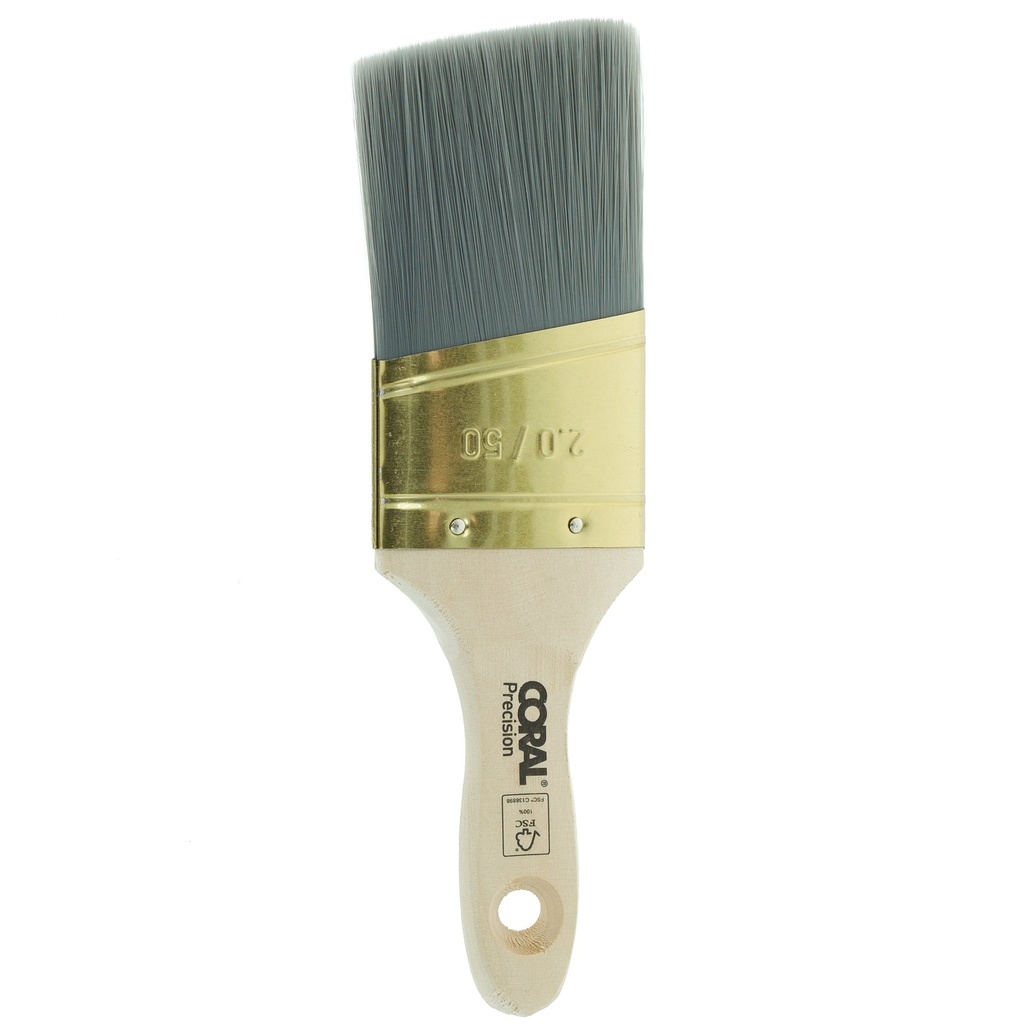 Coral Precision Angled Oval Stubby Paint Brush with Platinum Eas