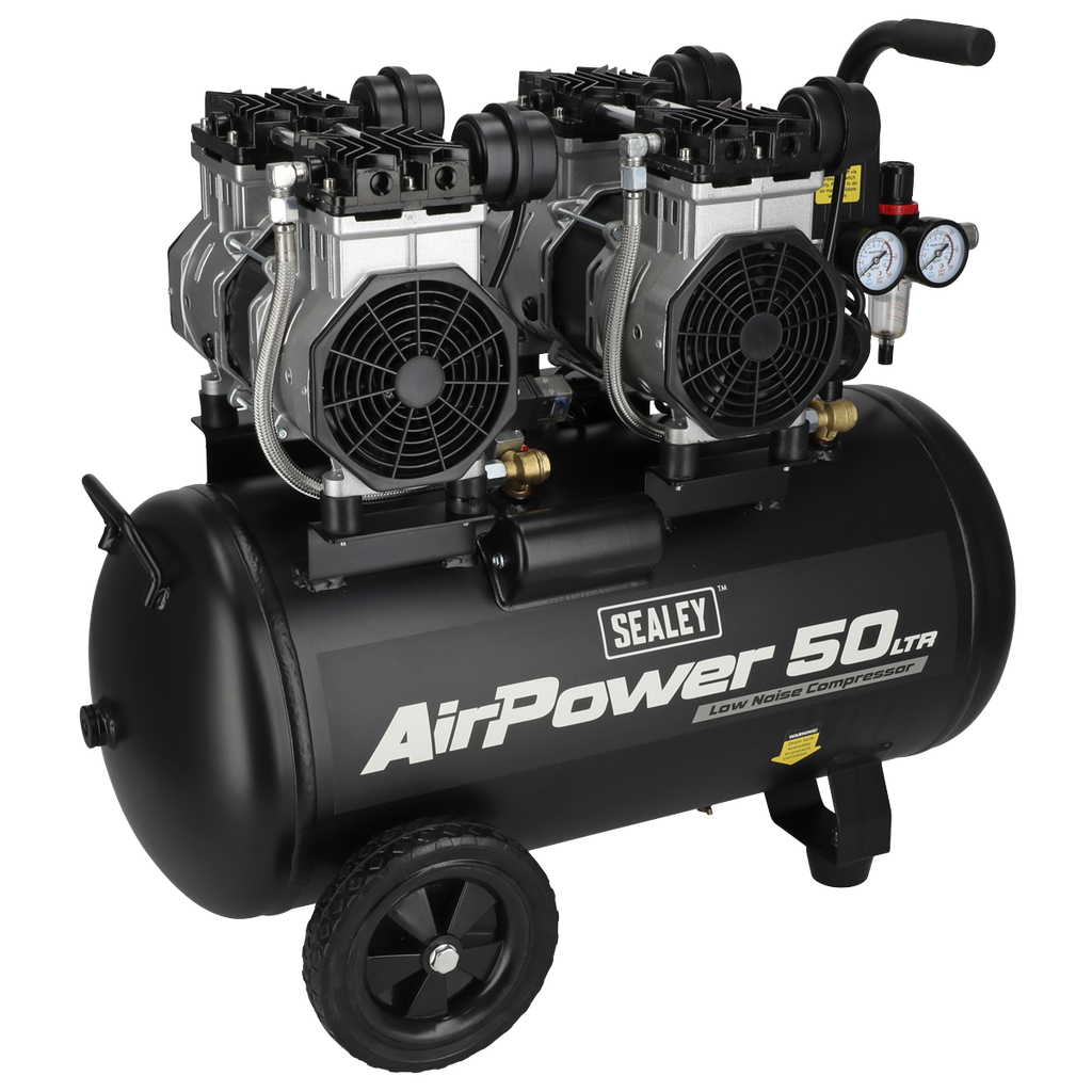 Sealey 50L Low Noise Oil Free Direct Drive Air Compressor 2 x 2h
