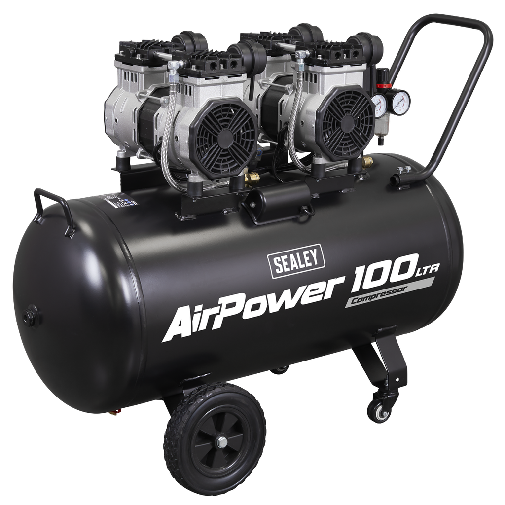Sealey 100L Oil Free Low Noise Direct Drive Air Compressor 2 x 2