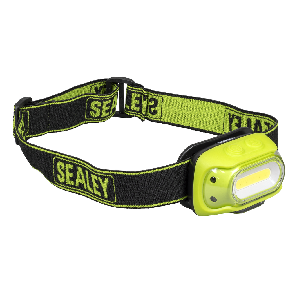 Sealey Rechargeable Head Torch with Auto-Sensor 8W COB LED - Gre