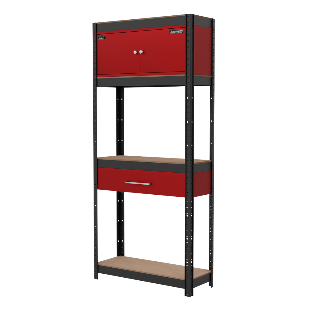Sealey Shelving Unit 4-Tier with Cupboard & Drawer