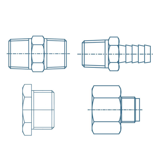 [11000110] Sagola Brass Threaded Connectors (x2) | US-Mil