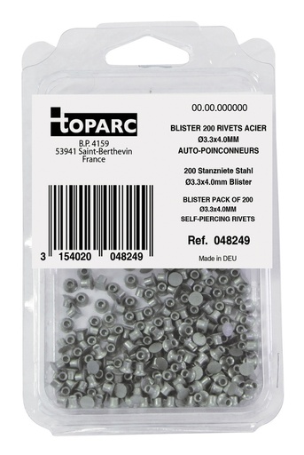 [048249] GYS 200 SELF PIERCING STEEL RIVETS STEEL Ø3.3x4.0MM - BLISTER PA