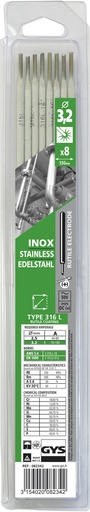 [082342] GYS 8 STAINLESS STEEL ELECTRODES - 316L - Ø3.2 (BLISTER)