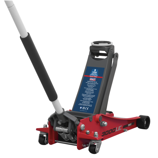 [3000LE] Sealey Low Profile Trolley Jack with Rocket Lift 3 Tonne - Red