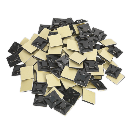 [CTM2525B] Sealey Self-Adhesive Cable Tie Mount 25 x 25mm, Black - Pack of 