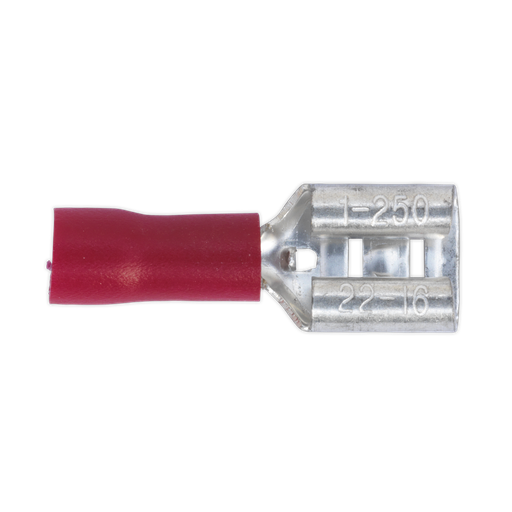 [RT21] Sealey Push-On Female Terminal 6.3mm, Red - Pack of 100
