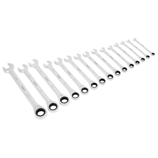 [S01247] Sealey Siegen Combination Ratchet Spanner Set 15pc