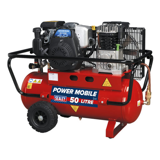 [SA5040] Sealey 50L Belt Drive Air Compressor with Petrol Engine 4hp